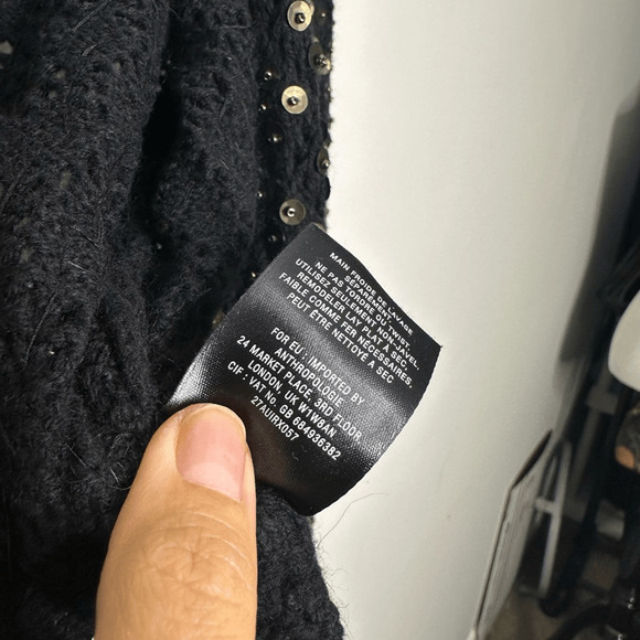 y2k ANTHROPOLOGIE Monogram sequined Cardigan Womens M cropped metallic open - Picture 8 of 8